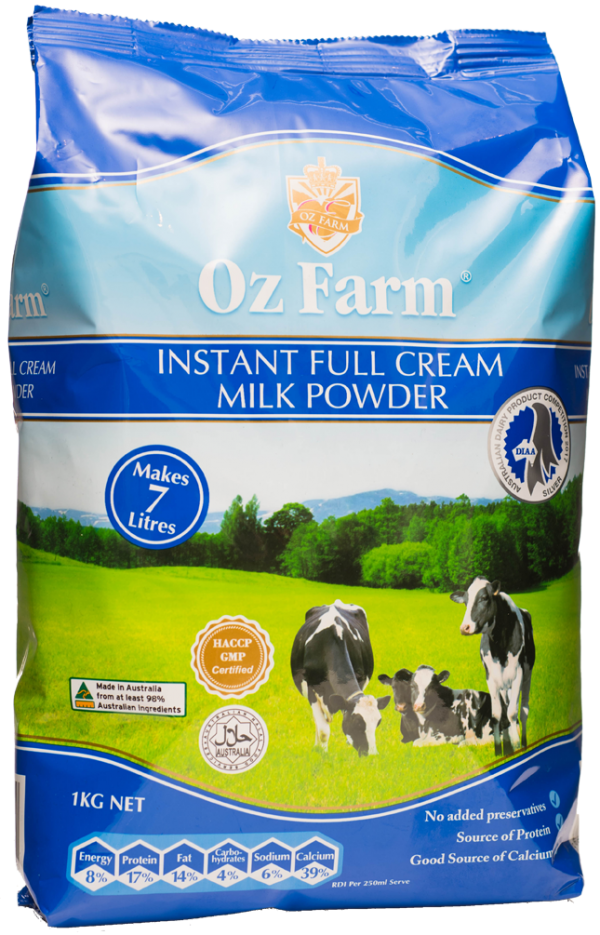 Oz Farm Instant Full Cream Milk Powder 1KG – Welcome: Australian Dairy Park